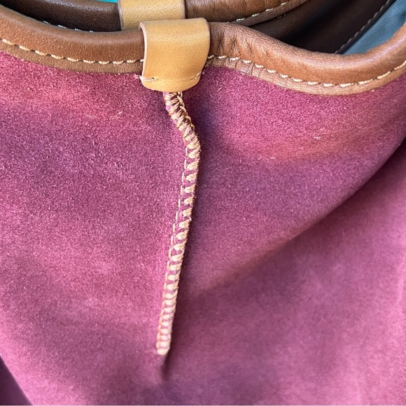 Ugg Medium Large Suede Leather Single Strap Shoulder Bag Cranberry Slouchy Hobo - Picture 2 of 10